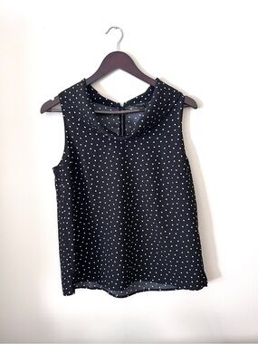 Ann Taylor Black and White Polka Dot Sleeveless Top